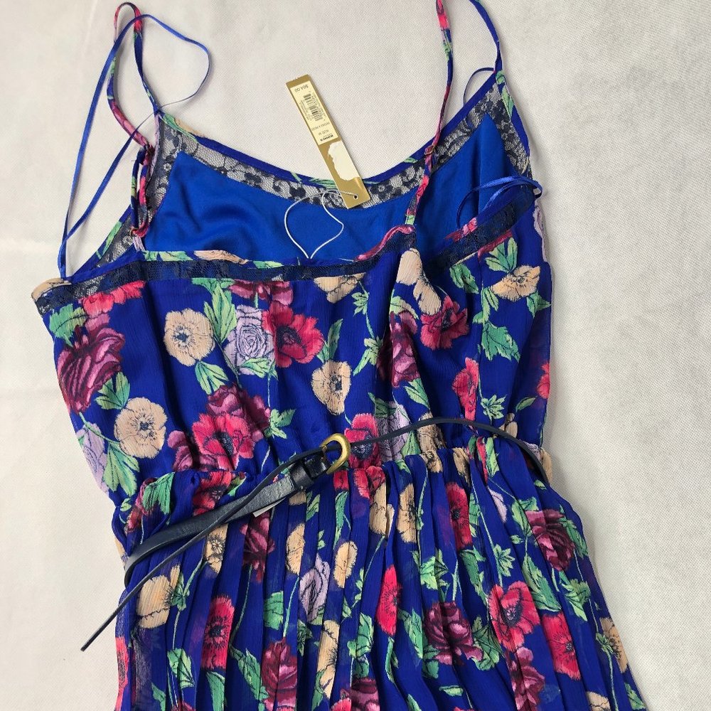 Lauren Conrad Blue Lace Inset Pleated Midi Dress M